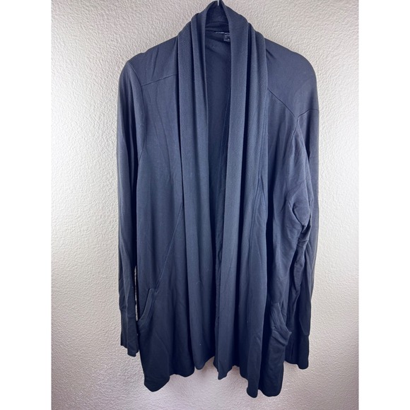 Athleta Pranayama Restore Wrap Cardigan XL Black Open Front Minimalist Yoga - Picture 3 of 13